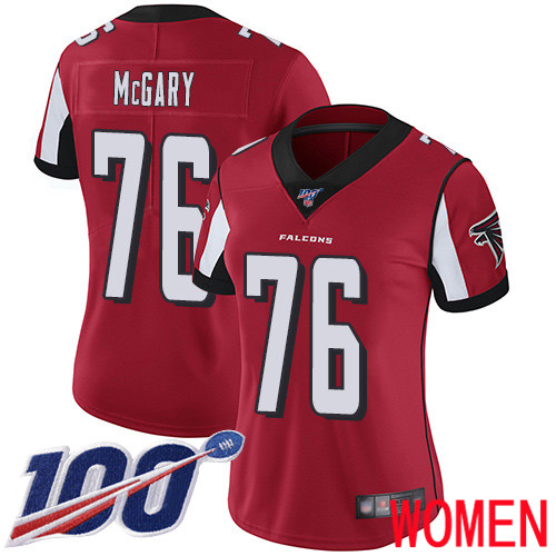 Atlanta Falcons Limited Red Women Kaleb McGary Home Jersey NFL Football #76 100th Season Vapor Untouchable